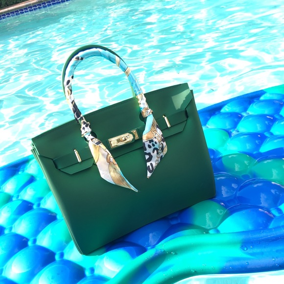 One left Emerald Green Matte Waterproof Handbag - Picture 2 of 4